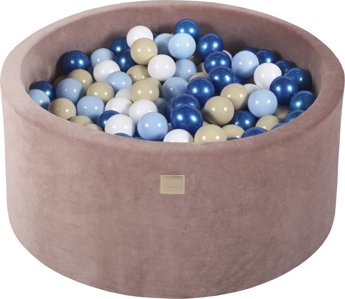 Ronde ballenbak VELVET 90x40 - Beige incl 300 ballen - Blauw Pearl, Beige, Wit, Baby Blauw | Ballenbakje.nl